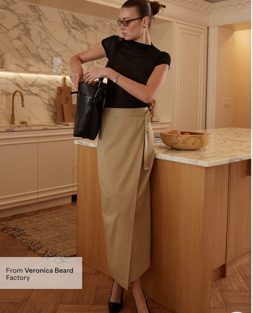 New O.P.T tan Annelise wrap maxi skirt $147 size XS